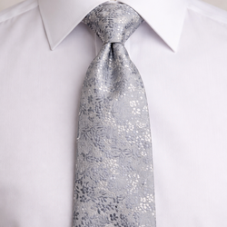 Seizan Japan Silk Tie Gray Floral Pattern Elegant Classic