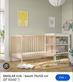 IKEA SNIGLAR Baby Crib Beech 70x132 cm