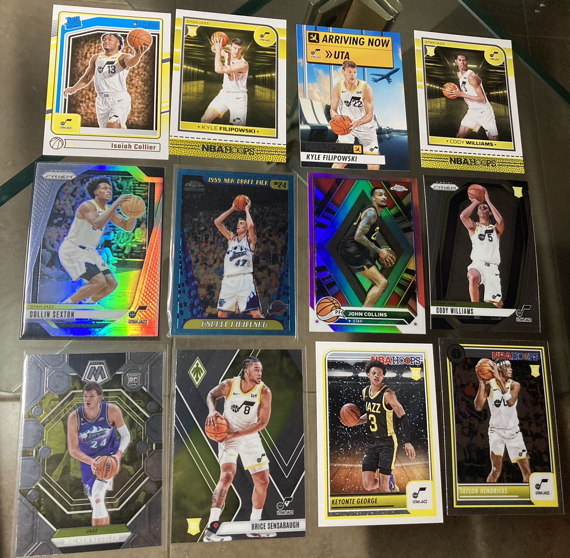 12 card NBA basketball Jazz Andrei Kirilenko Topps Chrome 1999 Rookie Card Colin Sexton Prizm silver John Collins refractor Keynote George rc card et