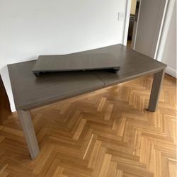 Extendable Grey Wood Dining Table