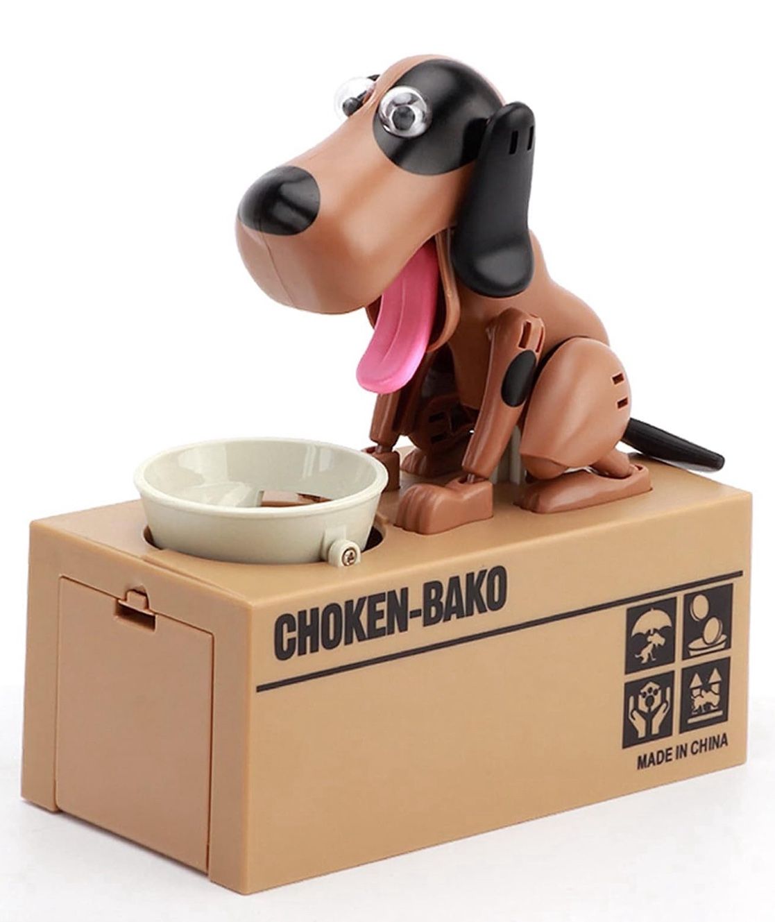 Dog Piggy Bank, My Dog Piggy Bank, Puppy Money Saving Box, Cute Automatic Stealing Coin Bank, Robotic Coin Munching Toy Money Box Gift (Brown)