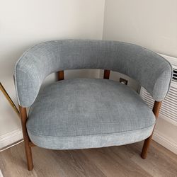 West Elm Walnut Dusty Blue Chairs (2)