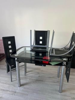 Black glass dining table