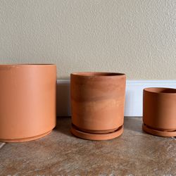 🪴 3 Terracotta Clay Flower Pots Planters with Drainage Holes 