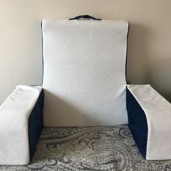 Like New Blue and White Reading Pillow with Armrests - Used Once  - 16.5” x 10.25” x 19”