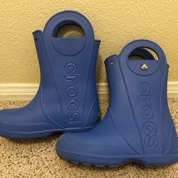 Crocs Children’s Kids Unisex Boys Girls Size J 1 Blue “Handle It” Rain Boots