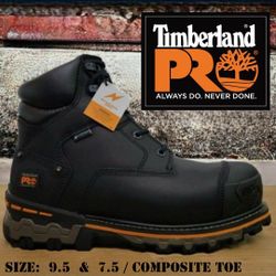 New TIMBERLAND PRO Boondock Composite Toe Waterproof Work Boots Botas Size: 9.5 (Brown) & 7.5 (Black)