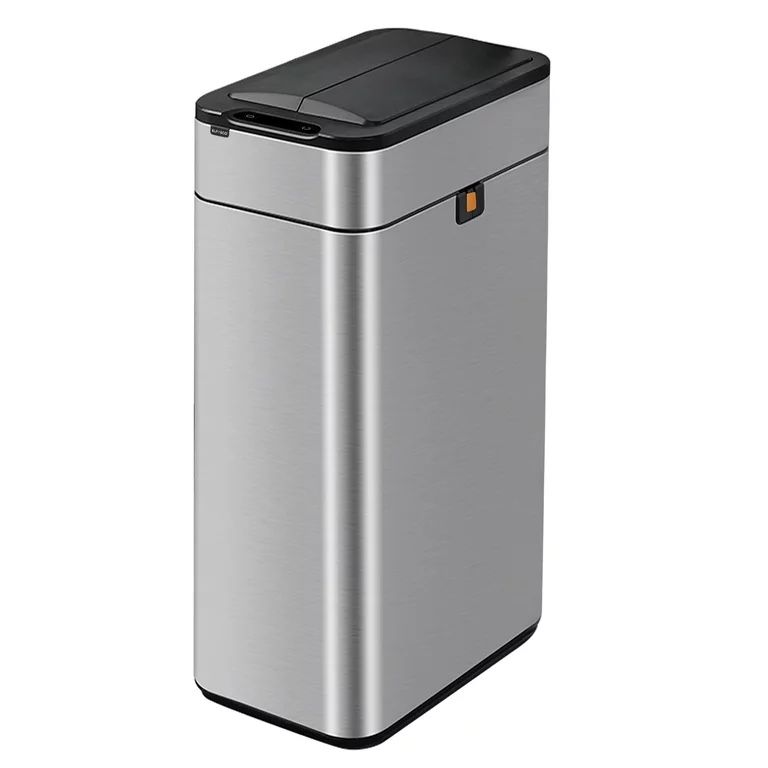 Kitchen Trash Can ELPHECO 40 Liter / 10.6 Gallon Automatic Trash Can with Butterfly Lid Brushed Stainless Steel Finish Motion Sensor Garbage Can