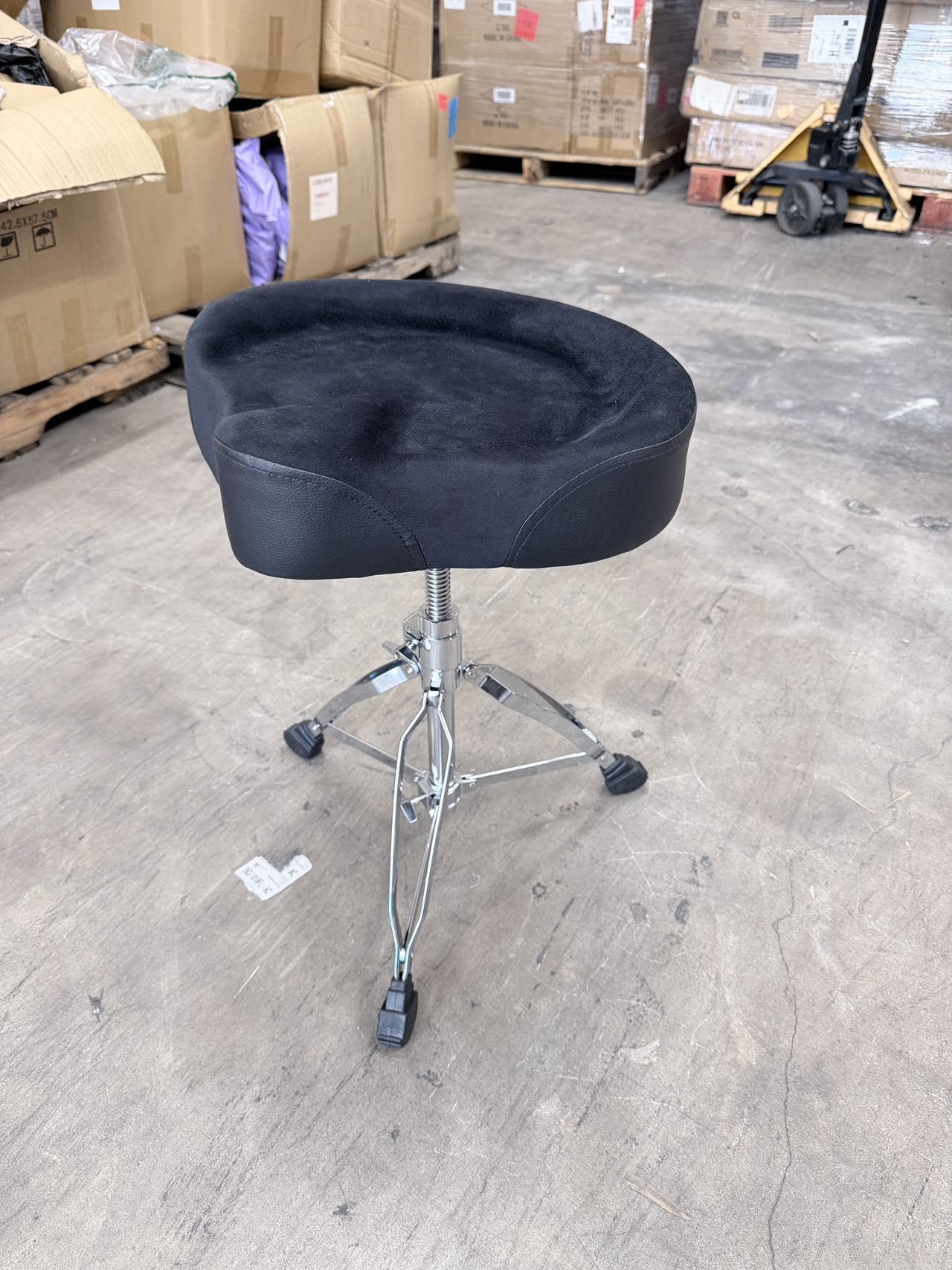 Drum Stool Adjustable Height Sponge Padded Soft Support Throne Drummer Aluminum Alloy (Black)