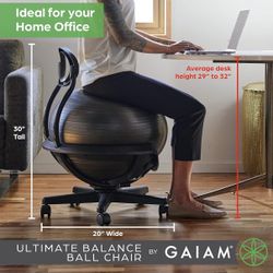 Gaiam Ultimate Balance Ball Chair With Wheels & Swivel 