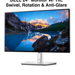 New Dell UltraSharp FHD 1080P 24" Monitor W/ Tilt, Swivel, Rotation & Anti-Glare