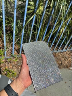 NWT! Italian Prima Donna Silver Crystal Rhinestone Phone Leather Wallet Case