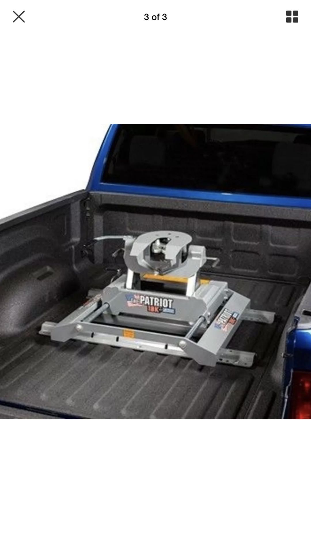 B&W Patriot 18K Slider 5th Fifth Wheel Trailer Hitch, mounting rails