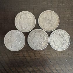 1921 Morgan Silver Dollars Lot Of 5
