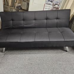 Brand New 67" x 38" Black Faux Leather Sofa Futon