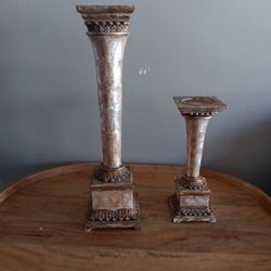 Set Of Two Pieces Decorative Column Candle Holder 