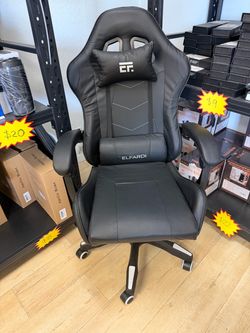 Elfardi Gaming Chair Black Faux Leather