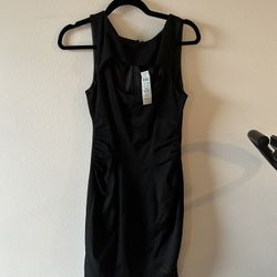 Cache Black Ruched Sheath Mini Dress