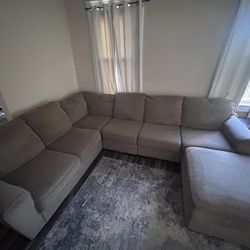 6 seater L shape sectional with storage ottoman