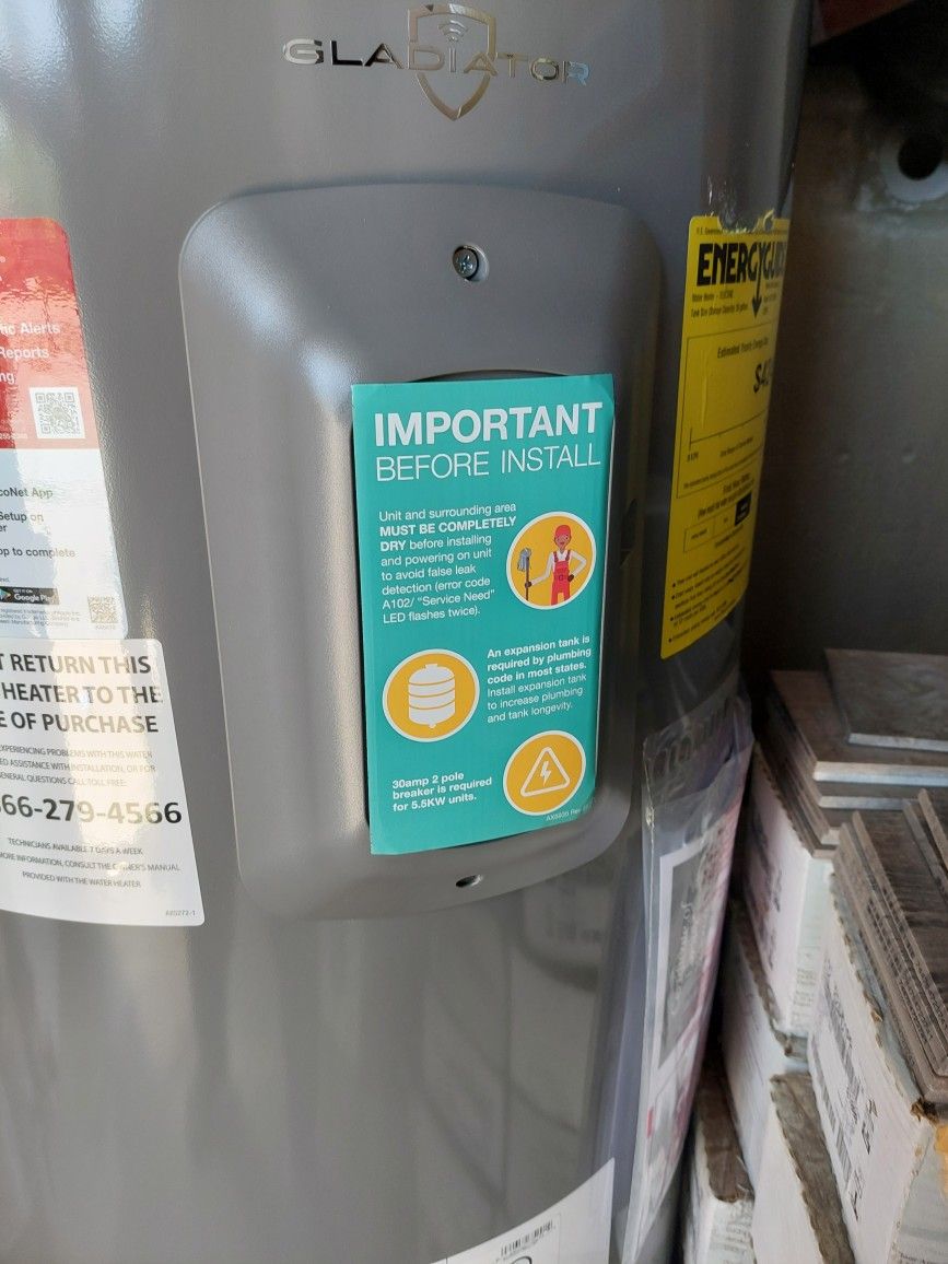 Rheem Gladiator 55 Tall 12 Year 5500/5500 Watt Smart Electric