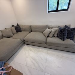 Light Grey Fabric Left Chaise Sectional