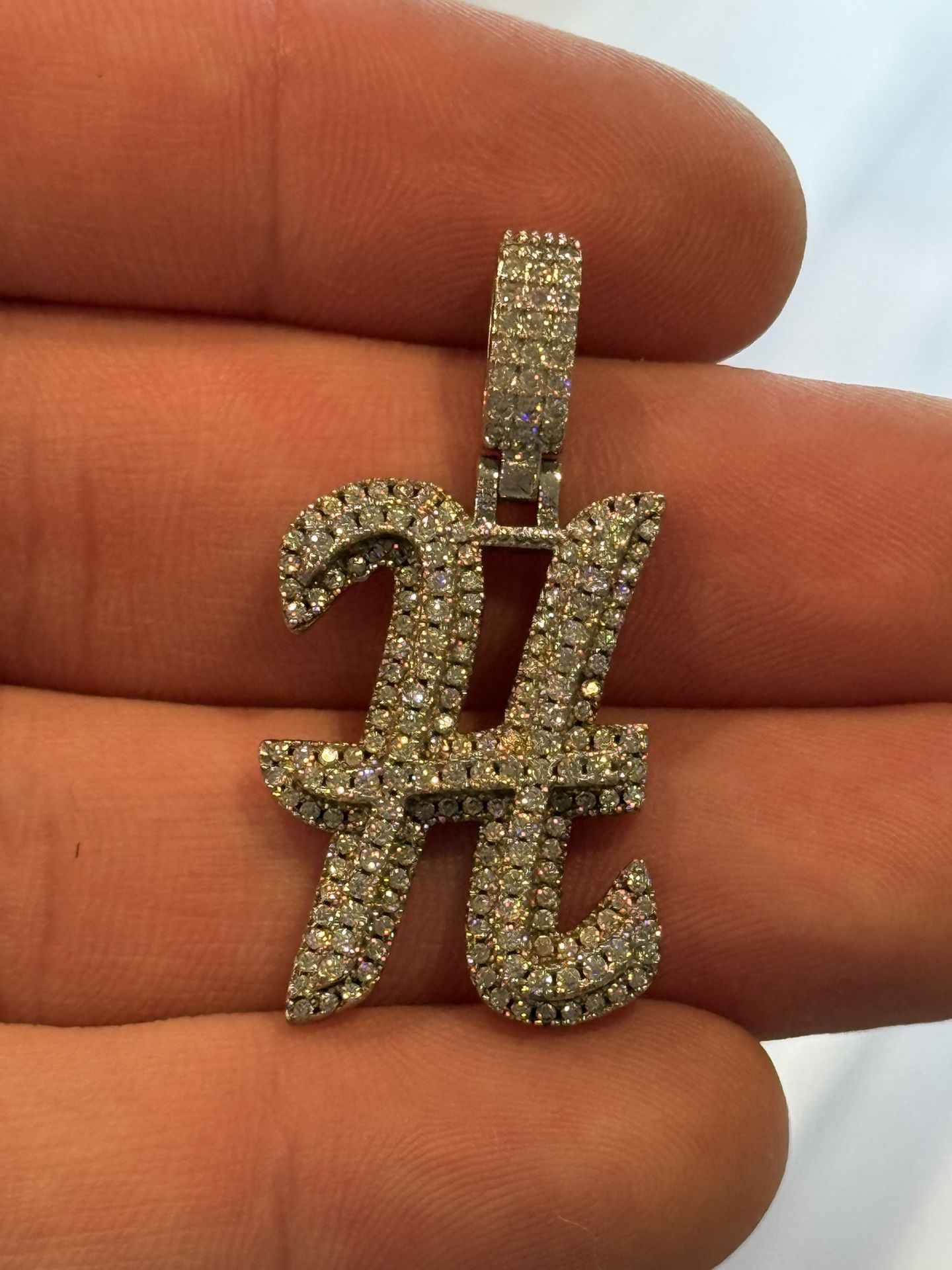 Moissanite Pendant Initial H 10k Plated .925 Solid Silver