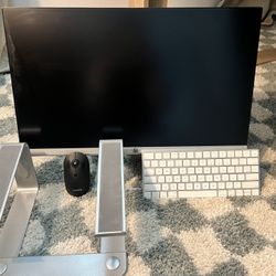 Apple Keyboard, HP Monitor, Stand And Mouse 