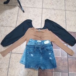 Cute Size S & XS woman tops & shorts.