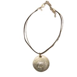 Chicos Boho Adjustable Necklace With Silver Swirl Pendant 