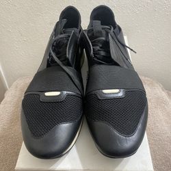 Balenciaga Race tRunner Sneakers Black Leather & Mesh Size 12 man’s