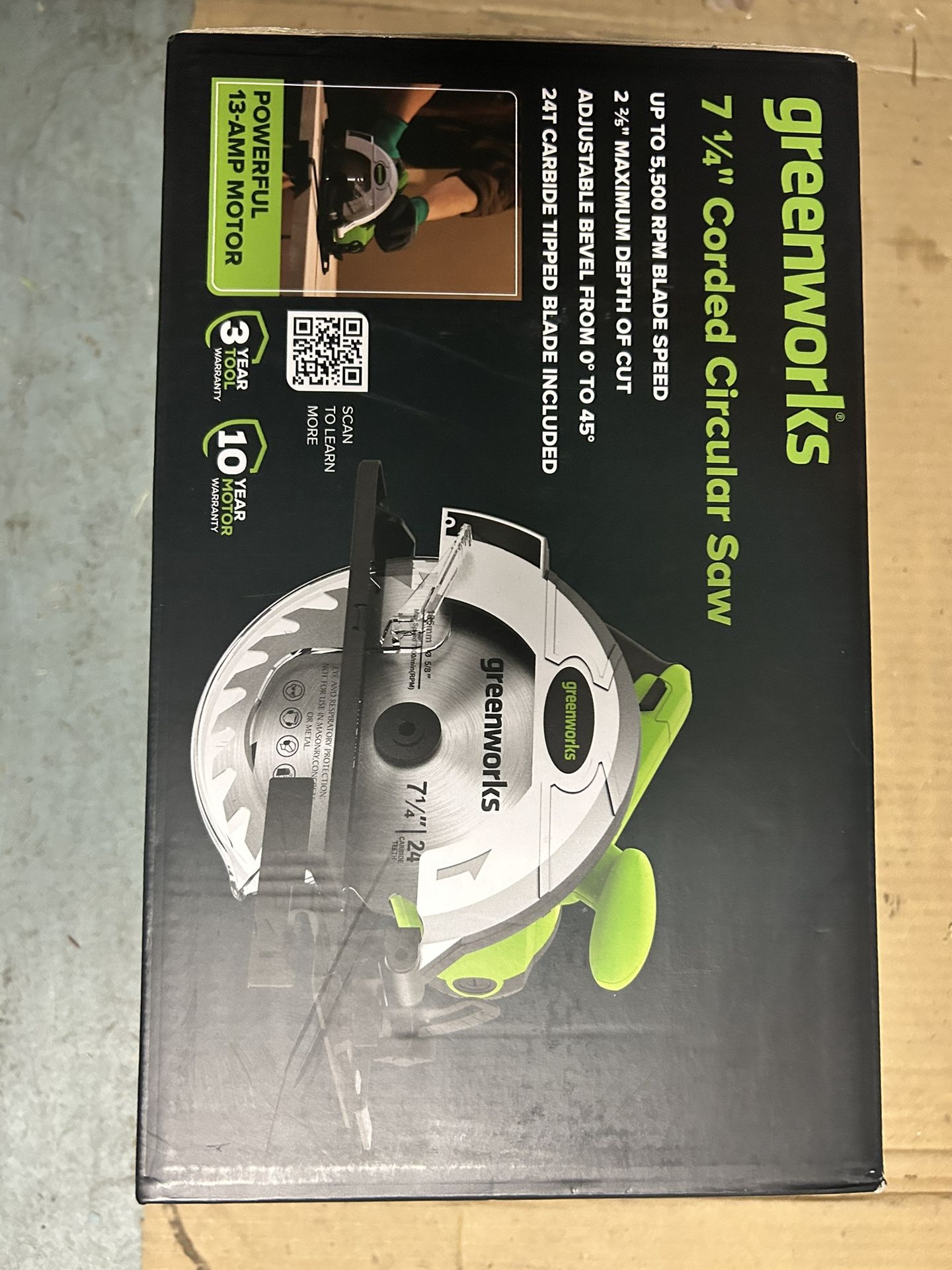 BRAND NEW Greenworks 13-Amp 7-1/4-in Corded Circular Saw TOOL ONLY