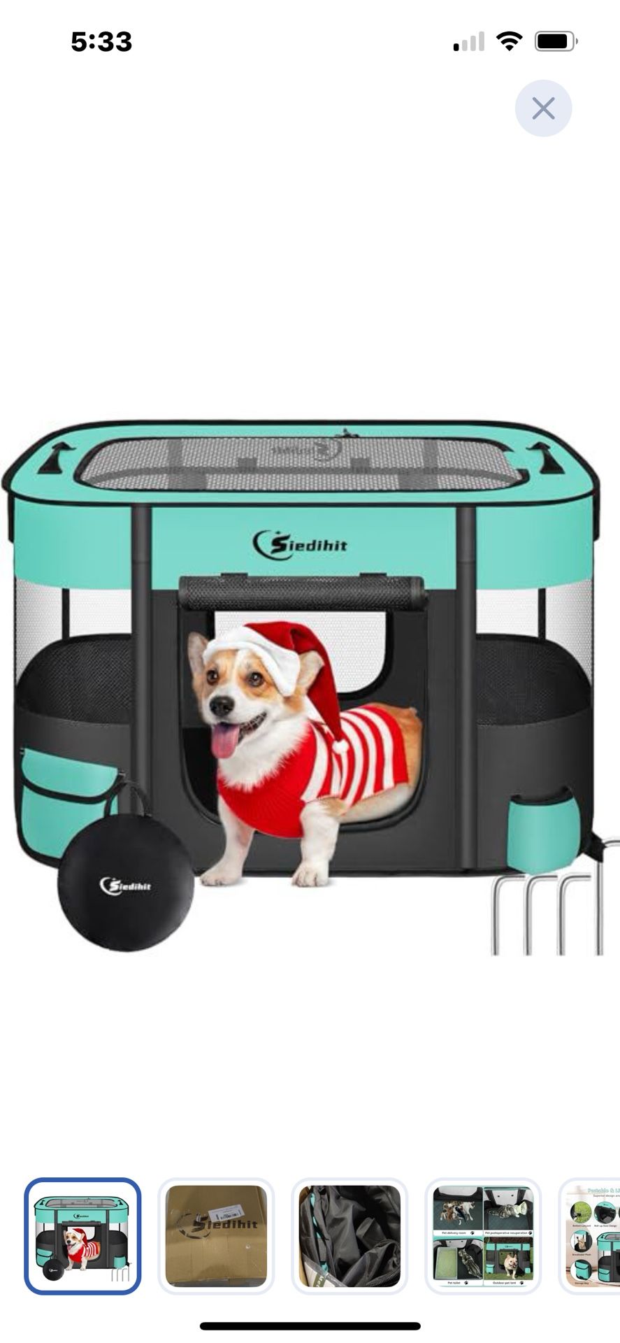 “New”Portable Pet  Playpen (28” L X 31”W X 35”H(Dogs ,cat Rabbits Etc.)retail$39