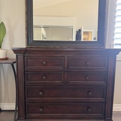 Solid Wood Dresser And Mirror 