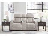 Boyington Gray Power Reclining Loveseat with Console