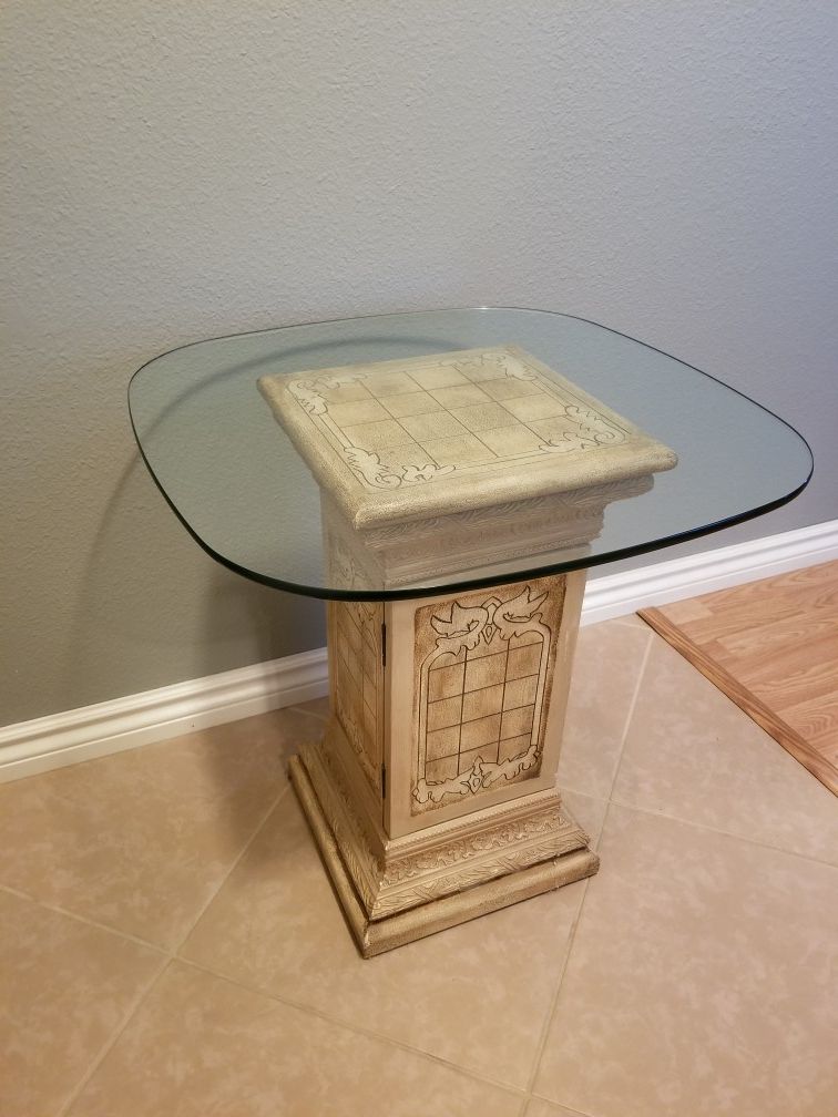 Glass Top End Table With Storage