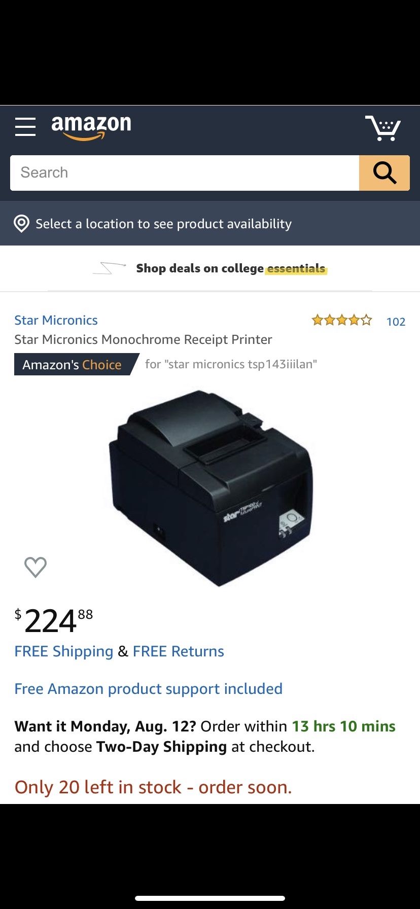 Star micronics receipt printer