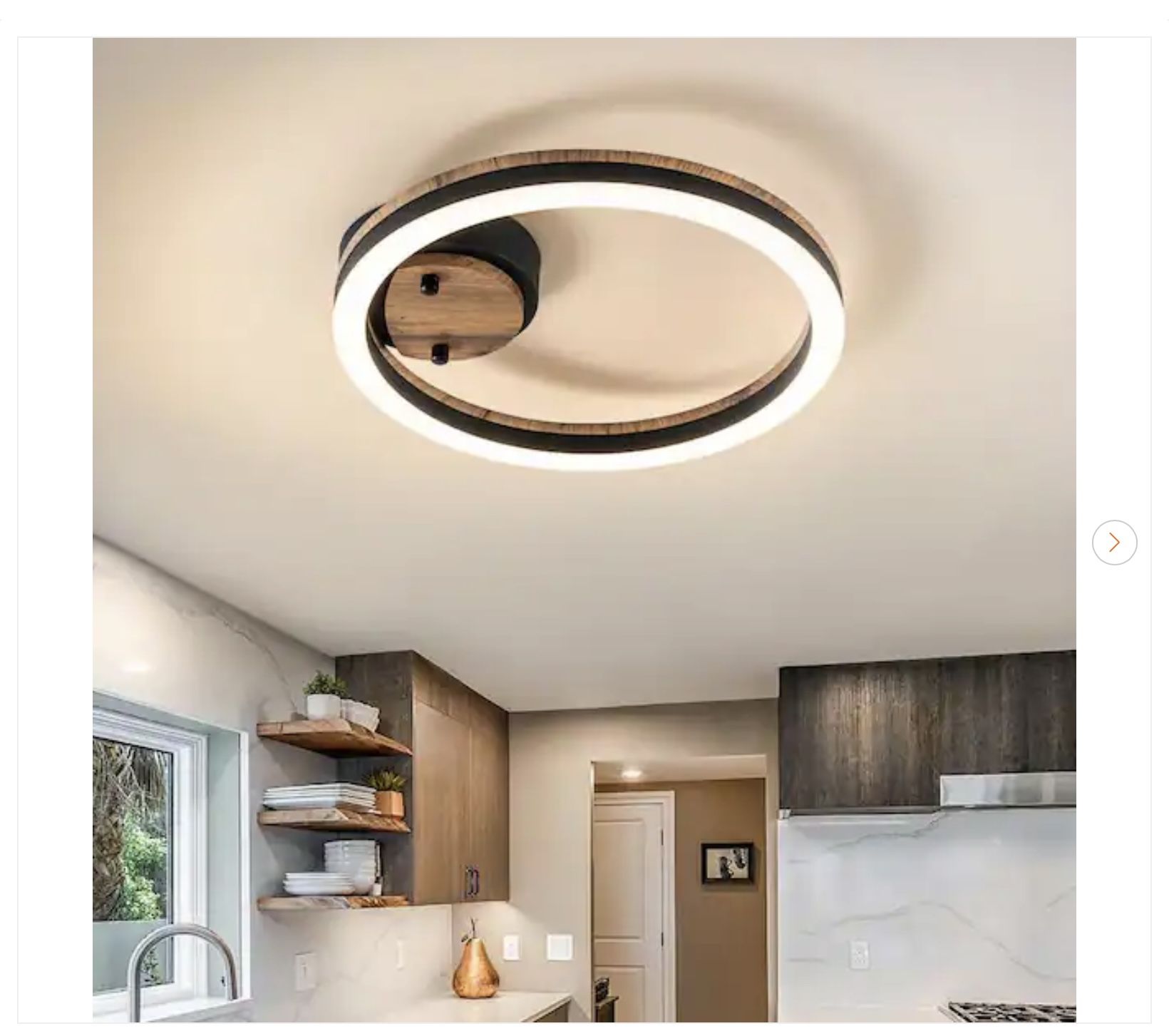 Iris 1-Light 11.81 in. Integrated LED Circular Wood Flush Mount Ceiling Light - New