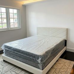 New Queen Size Bed Frame With Mattress And Box Spring Set Colchones // Queen Bed Set Cama Queen Nueva 
