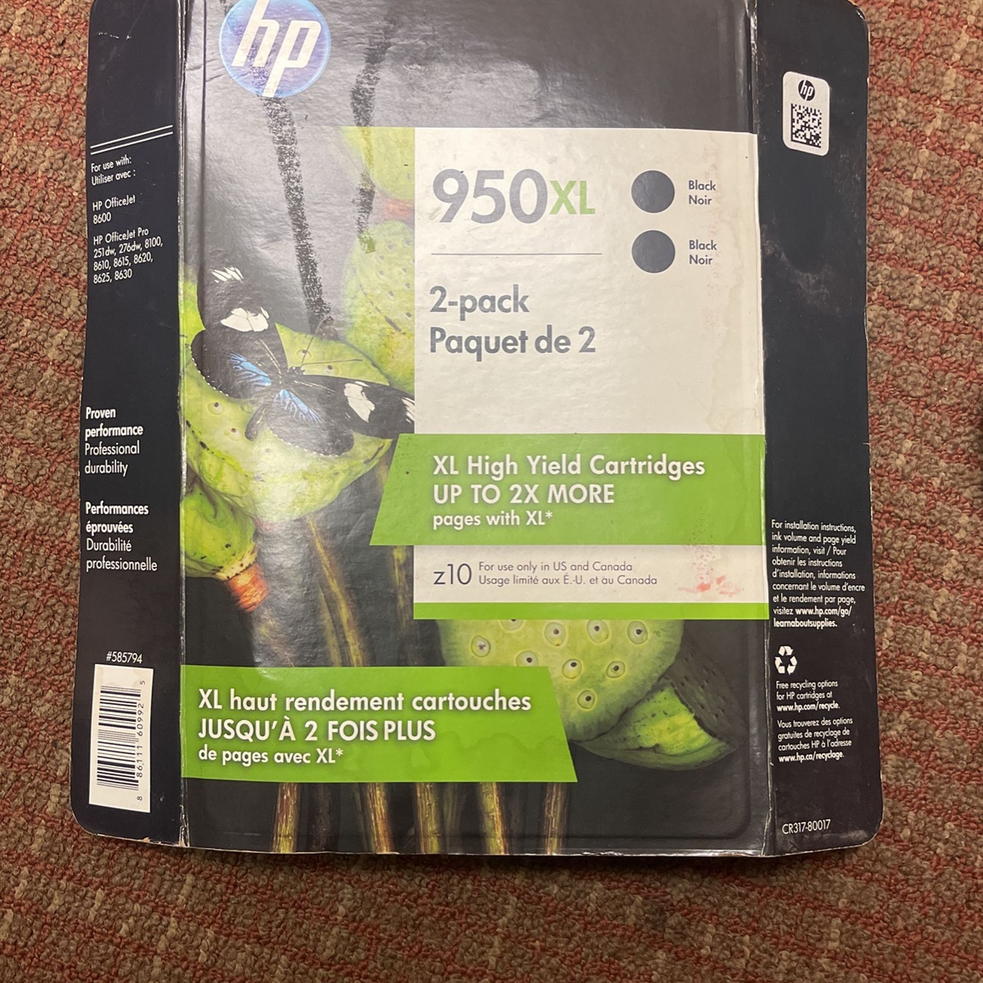 HP 950XL 2-Pack Black High Yield Cartridges