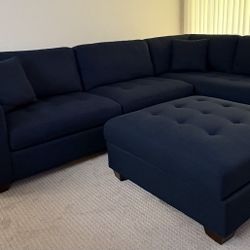 Thomasville Devyn Fabric Sectional Couch & Ottoman 
