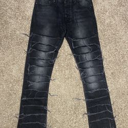 boohooMAN Black Stacked Straight Jeans