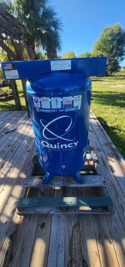 80-gallon Quincy vertical air compressor tank for sale.