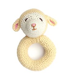 Hand Crocheted Lamb Ring Rattle