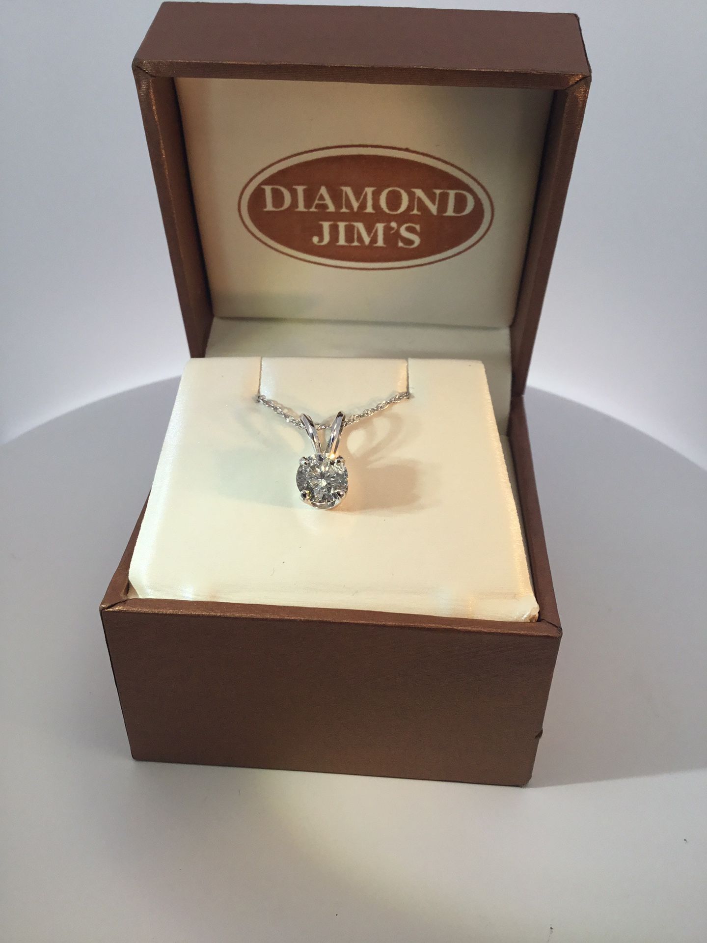 Lady’s White 14Karat Pendant Length With One 1.67Ct Round Beautiful Diamond