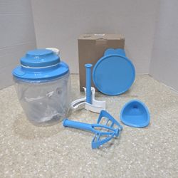 Tupperware Power Chef System Supersonic Extra (Blue) Manual Food Processor New