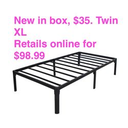 New In Box, 18in Twin XLSize Metal Bed Frame without Screws,No Screws Design,Easy Assembly,No Box Spring Needed,Black