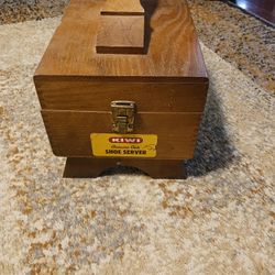 VINTAGE KIWI GENUINE OAK SHOE SERVER BOX