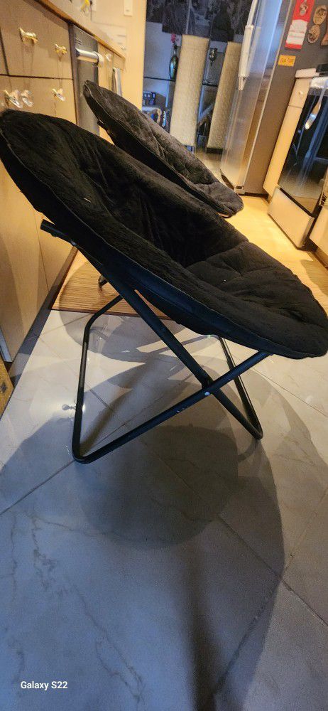2 X Black Mainstays Saucer Chair, $40 Both 