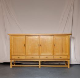 Henning Kjaernulf Carved Oak Credenza – 4 Doors + 3 Drawers, Denmark 1960s
