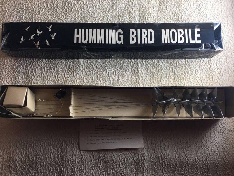 New Rare Vintage Hummingbird Mobile Otagiri Mid Century Metal Shiny Décor Japan